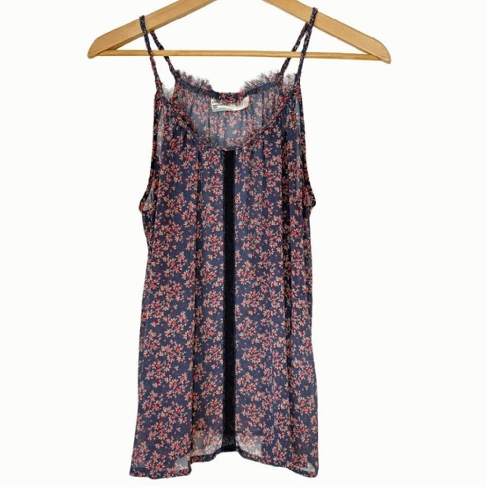 Inked & Faded Womens Ditsy Floral Sheer‎ Chiffon Tank Top Size Medium Festival
